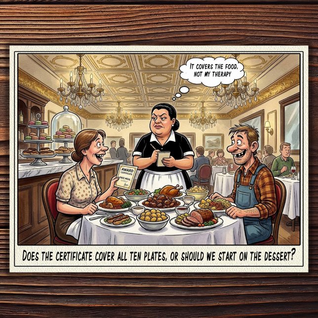 Rolig Servitris Liv Restaurang Humor  Postkort Vykort (Skapare uppladdad)