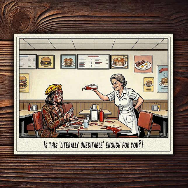 Rolig Servitris Liv Restaurang Humor  Vykort (Skapare uppladdad)