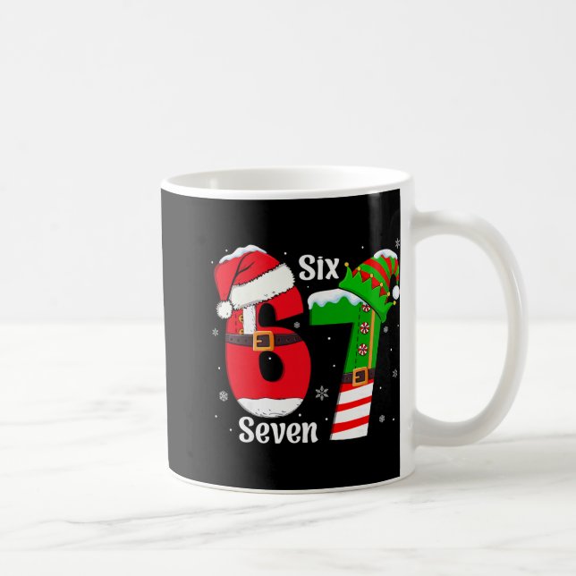 Rolig Sex Sju 6 7 Meme Gen Alpha Slang Tomte Elf Kaffemugg (Höger)