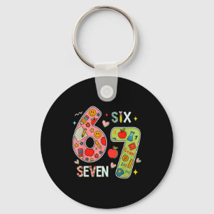 Rolig Sex Sju 6 7 Meme Lärar Design För Män Kvinno Nyckelring