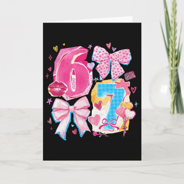 Rolig Sex Sju Alla Hjärtans Dag Coquette Bow Prepp Kort (Framsida)