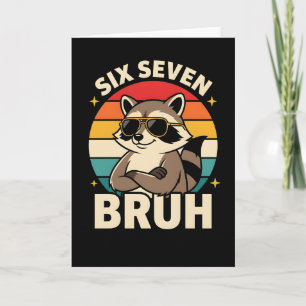 Rolig Sex Sju Bruh Tvättbjörn Retro Attityd Cool Kort