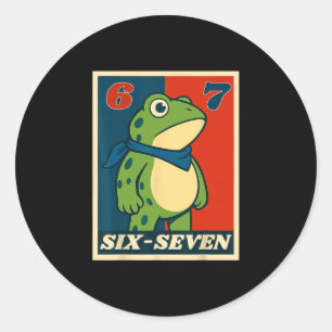 Rolig Sex Sju Groda 6 7 Meme Gen Alpha Slang Meme Runt Klistermärke