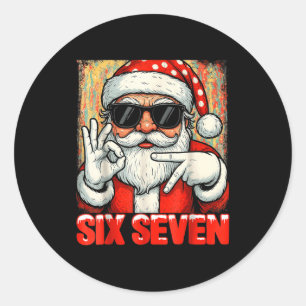 Rolig Sex Sju Meme Jul Cool Santa Citat 6 Runt Klistermärke