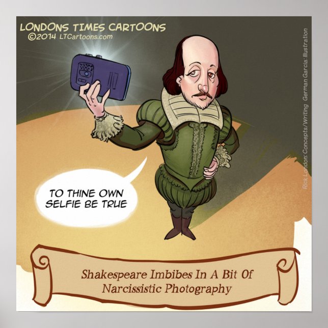 Rolig Shakespeare Selfie Affisch (Framsidan)