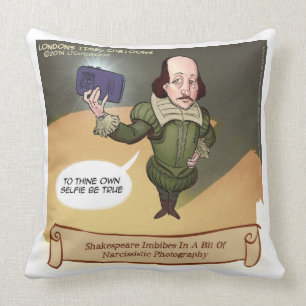 Rolig Shakespeare Selfie Stor Bomullskastkudde Kudde
