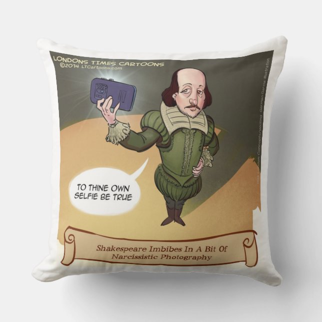 Rolig Shakespeare Selfie Stor Bomullskastkudde Kudde (Framsida)
