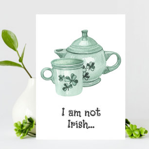 Rolig Shamrock-kaffekanna St. Patrick's Day-kort Meddelande