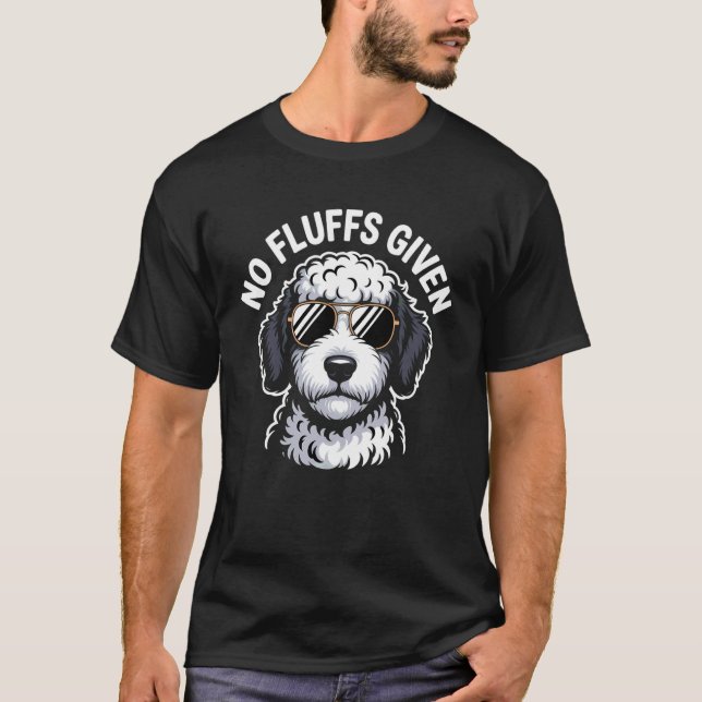 Rolig Sheepadoodle Hundägare No Fluffs Given Puns T Shirt (Framsida)