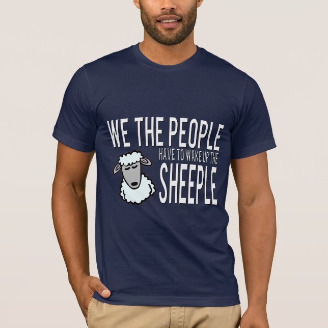 Rolig Sheeple varning undertecknar den mörka T Shirt (Framsida)