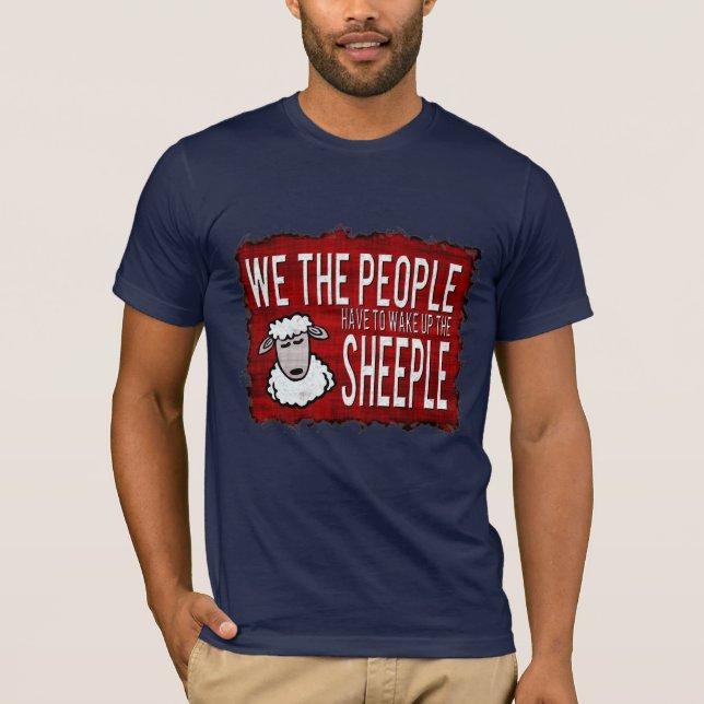 Rolig Sheeple varning undertecknar den mörka T-shirt (Framsida)