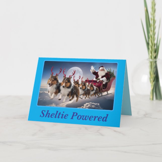Rolig Sheltie Julfirande Helgkort (Framsida)