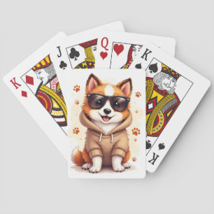 Rolig Shetlandsponk Kawaii Hund Casinokort