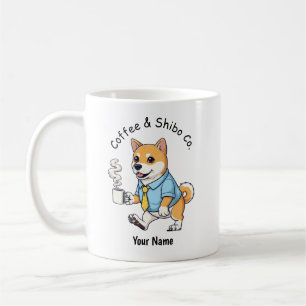 Rolig Shiba Inu Hund Affärskostym Kaffe Kaffemugg