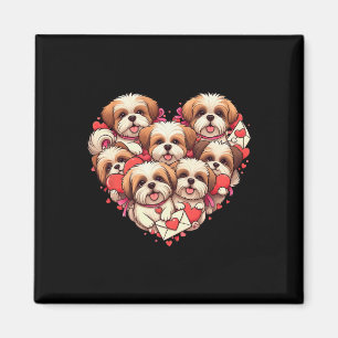 Rolig Shih Tzu Hjärtan Alla hjärtans dag Shih Tzu Magnet
