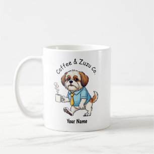 Rolig Shih Tzu Hund Affärsdräkt Kaffe Kaffemugg