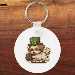 Rolig Shih Tzu St.Patrick's Day Nyckelring