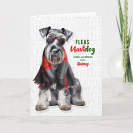 Rolig Shnauzer Hund Loppor Navidog med Namn Helgkort