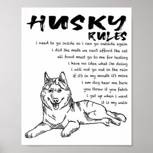 Rolig sibirisk husky hund handritad konst män kvin poster