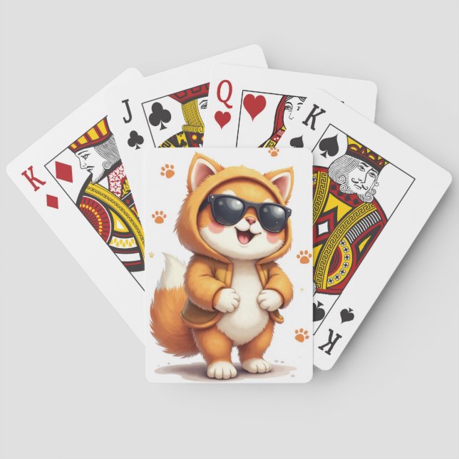 Rolig sibirisk Kawaii Katt Casinokort (Baksidan)
