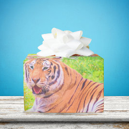 Rolig sibirisk tiger färgglatt inslagspapper presentpapper