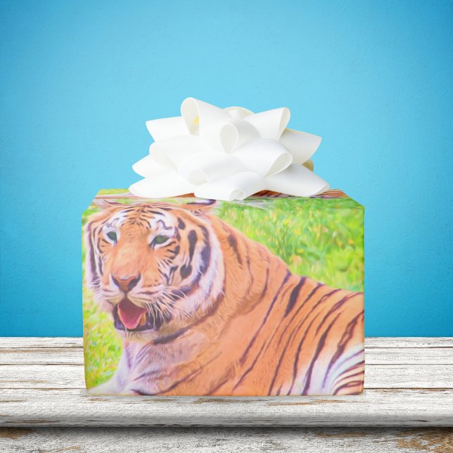 Rolig sibirisk tiger färgglatt inslagspapper presentpapper (Skapare uppladdad)