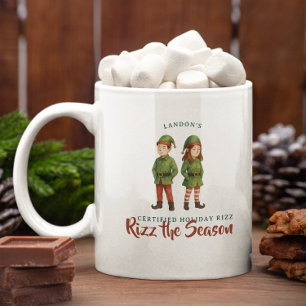Rolig Sigma Gen Z-älva ”Rizz the Season” monogram Kaffemugg