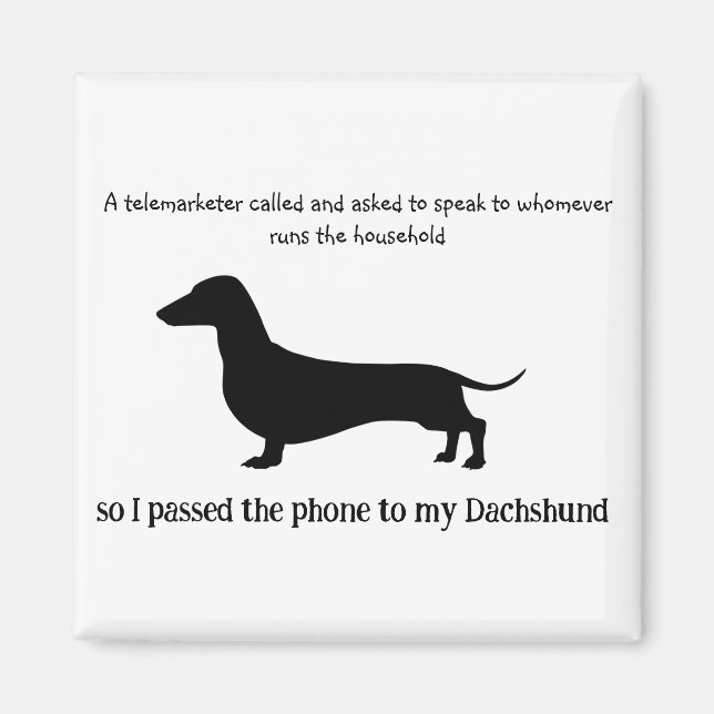 Rolig silhuett av dachshund  magnet (Framsidan)