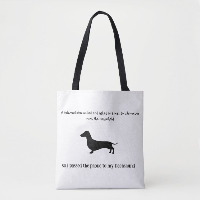 Rolig silhuett av dachshund  tygkasse (Framsida)