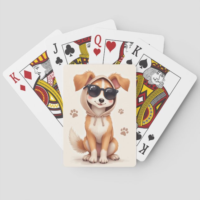Rolig Silken Windhound Kawaii Hund Casinokort (Baksidan)