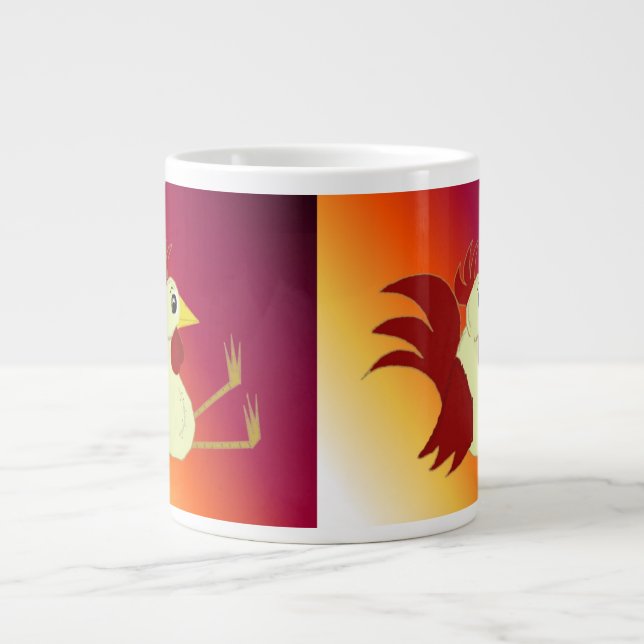 Rolig sittande tupp jumbo mugg (Framsidan)