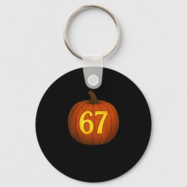 Rolig Six Seven 67 Halloween Pumpa Jackolantern  Nyckelring (Framsida)