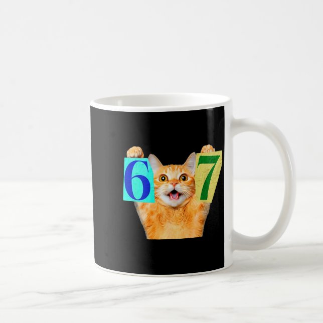 Rolig Six Seven 67 Katt Meme Present För Barn Gen  Kaffemugg (Höger)