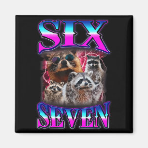 Rolig Six Seven 67 Meme 67 Tvättbjörn Meme Bootleg Magnet