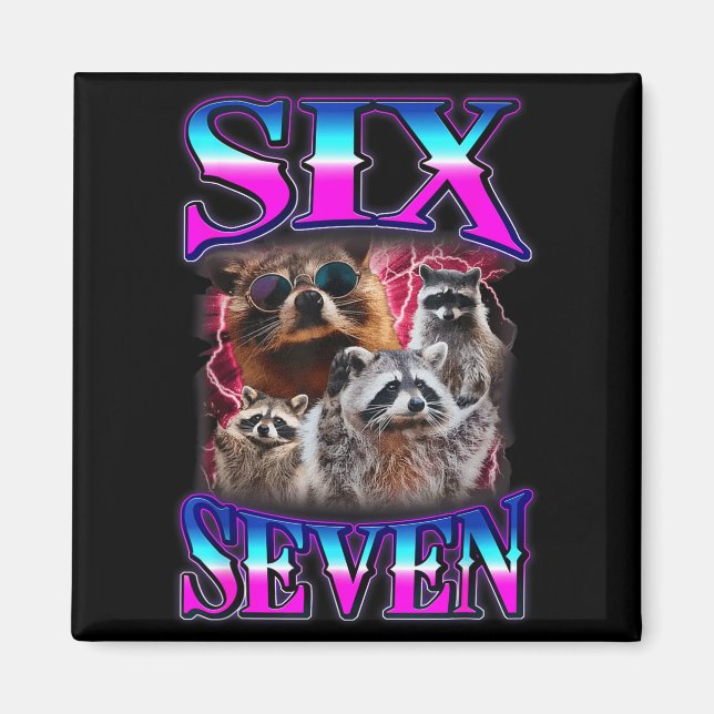 Rolig Six Seven 67 Meme 67 Tvättbjörn Meme Bootleg Magnet (Framsidan)