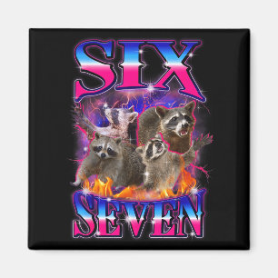 Rolig Six Seven 67 Meme 67 Tvättbjörn Meme Bootleg Magnet