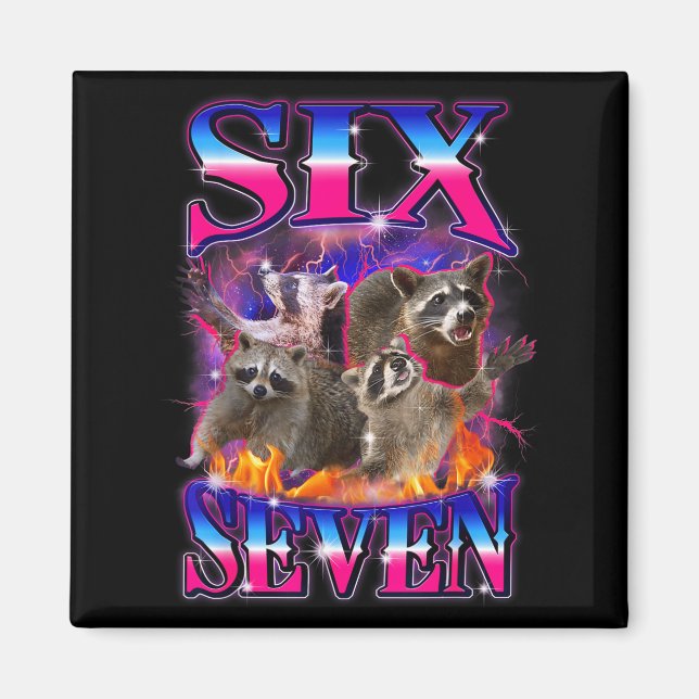 Rolig Six Seven 67 Meme 67 Tvättbjörn Meme Bootleg Magnet (Framsidan)