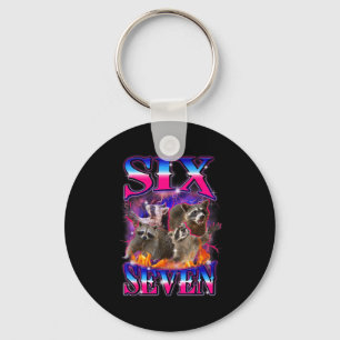 Rolig Six Seven 67 Meme 67 Tvättbjörn Meme Bootleg Nyckelring