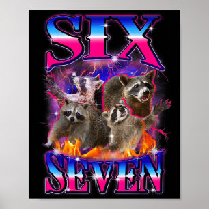 Rolig Six Seven 67 Meme 67 Tvättbjörn Meme Bootleg Poster