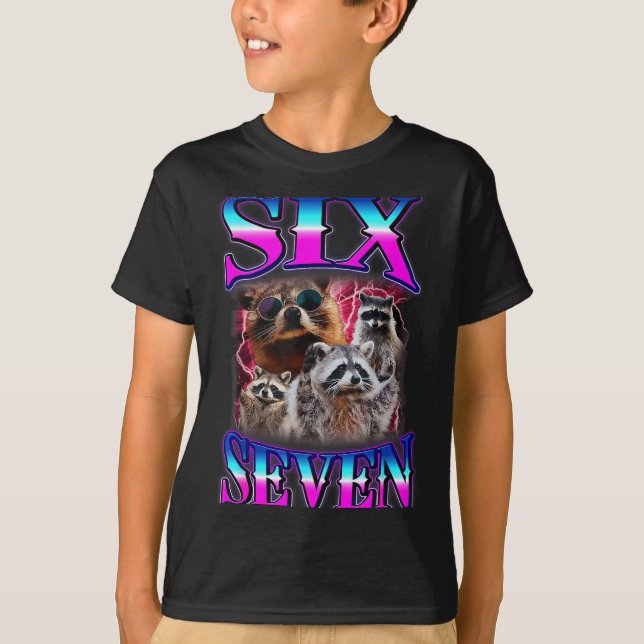 Rolig Six Seven 67 Meme 67 Tvättbjörn Meme Bootleg T Shirt (Framsida)