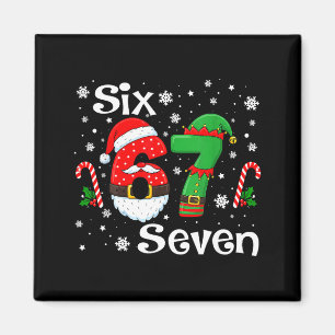 Rolig Six Seven 67 Meme 6 7 Elf Santa Jul Pyjamas Magnet