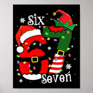 Rolig Six Seven 67 Meme 6 7 Elf Santa Jul Pyjamas Poster
