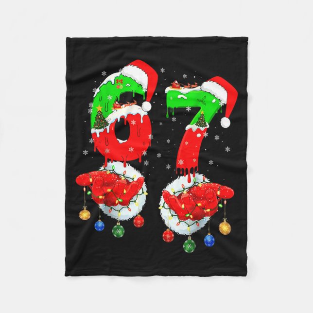 Rolig Six Seven 67 Meme 6 7 Jul Tomte Hand B Fleecefilt (Framsidan)