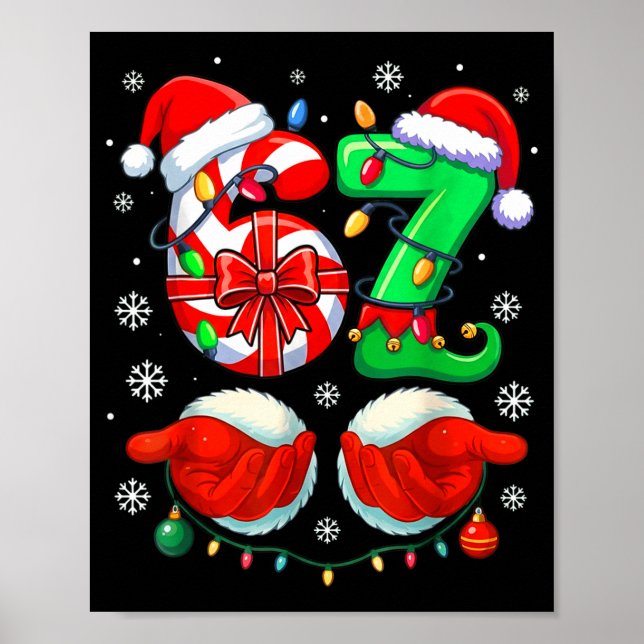 Rolig Six Seven 67 Meme 6 7 Jul Tomte Hand B Poster (Framsidan)