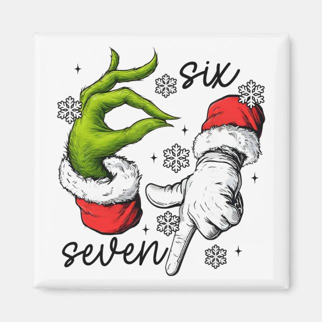 Rolig Six Seven 67 Meme 6 7 Jul Tomte Hand Pojke Magnet (Framsidan)