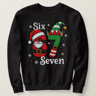 Rolig Six Seven 67 Meme 6 7 Tomte Jul Lång Ärmad Tröja