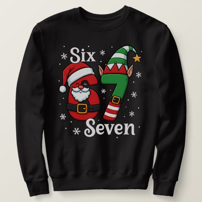 Rolig Six Seven 67 Meme 6 7 Tomte Jul  Lång Ärmad Tröja (Design framsida)