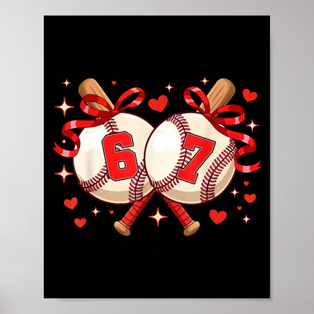 Rolig Six Seven 67 Meme Baseboll Poster (Framsidan)
