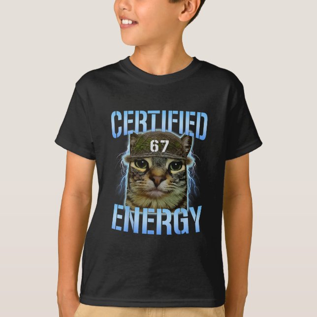 Rolig Six Seven 67 Meme Certifierad Energi Förbann T Shirt (Framsida)