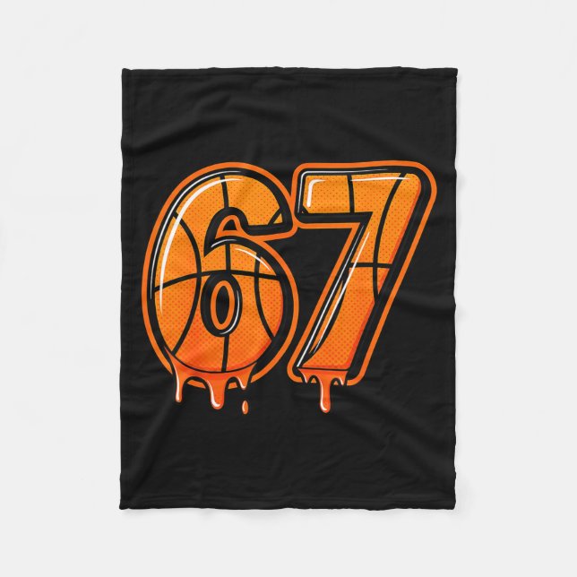 Rolig Six Seven 67 Meme Gen Alpha 67 Basketboll Fö Fleecefilt (Framsidan)